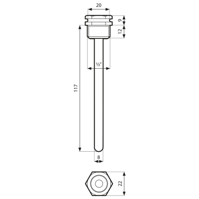 Afriso - Tuleja zanurzeniowa, fi15x16 mm, L 120 mm, G1/2