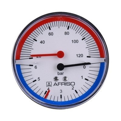 Afriso - Termomanometr TM 80, fi80 mm, 0÷6 bar, 20÷120°C, G1/4